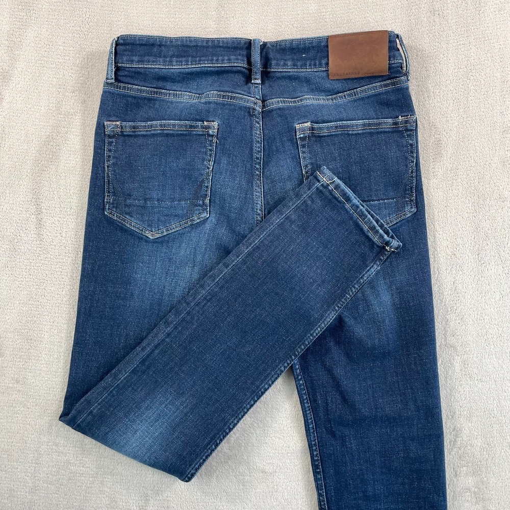 ALL SAINTS Rex Slim Fit Jeans Men 30x31 Washed Blue Button Fly Tapered $199